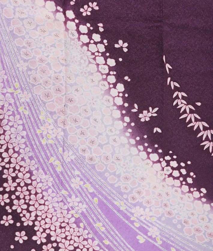 正絹訪問着ﾚ ﾝﾀﾙ 紫 おぼろ染調 ラメ 8AD628