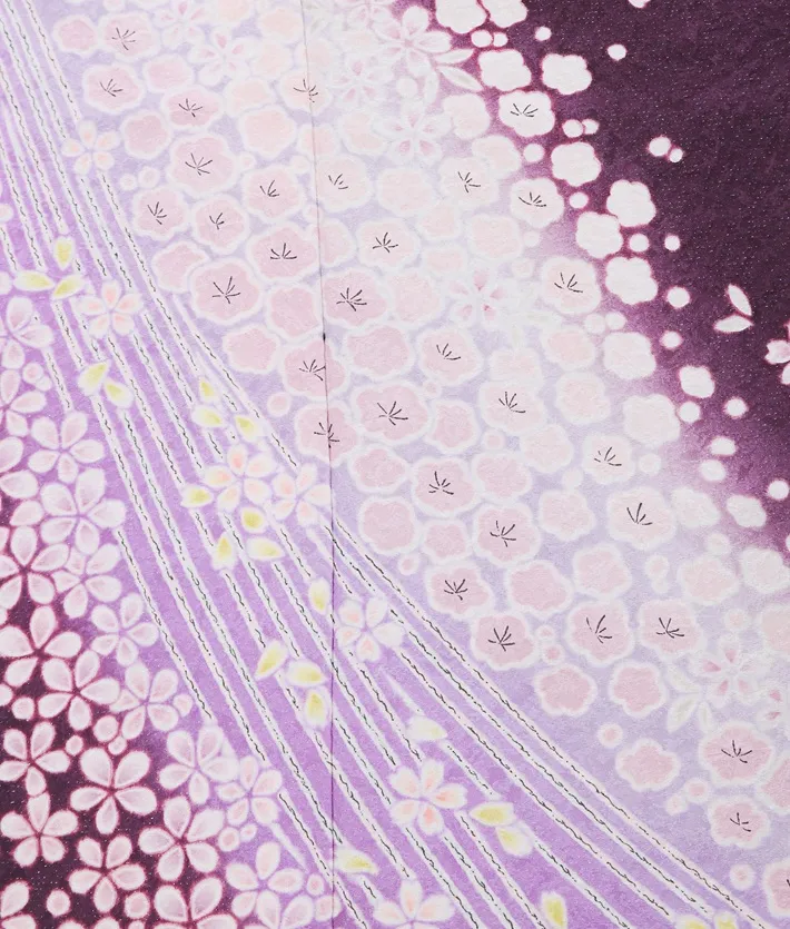 正絹訪問着ﾚ ﾝﾀﾙ 紫 おぼろ染調 ラメ 8AD628