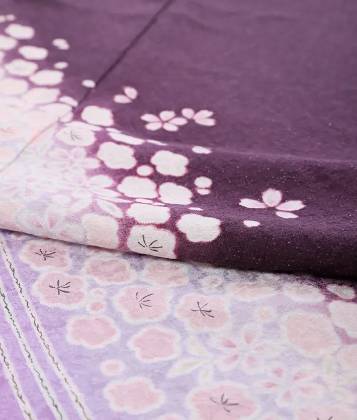 正絹訪問着ﾚ ﾝﾀﾙ 紫 おぼろ染調 ラメ 8AD628