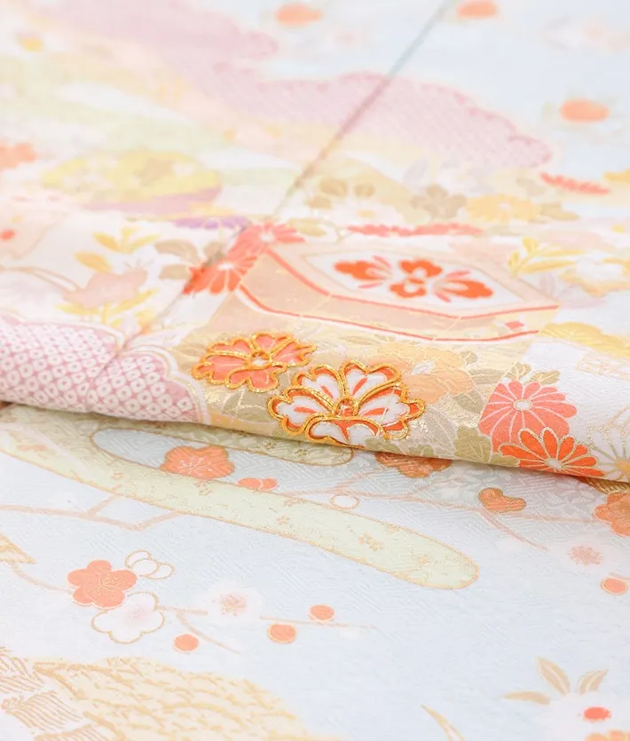 正絹訪問着ﾚ ﾝﾀﾙ 水色 雲取り 貝桶 8AD631