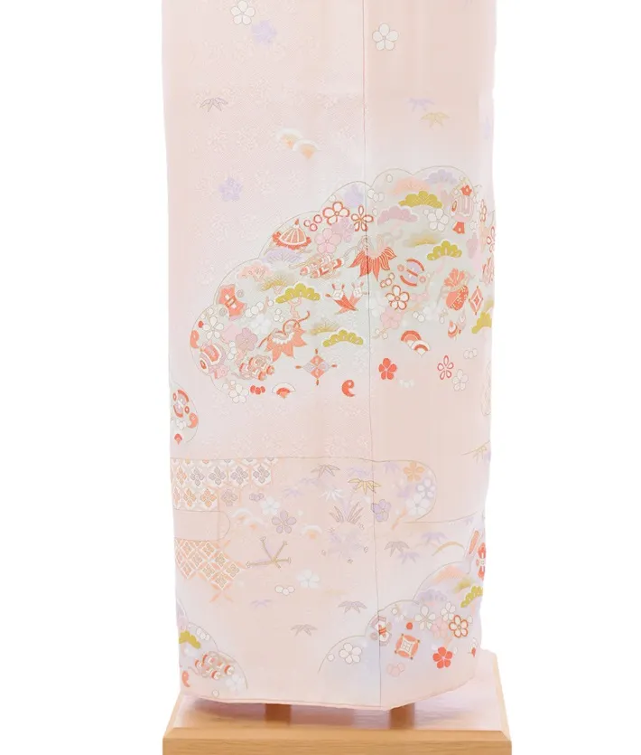 正絹訪問着ﾚ ﾝﾀﾙ ピンク 霞 宝尽くし 8AD632