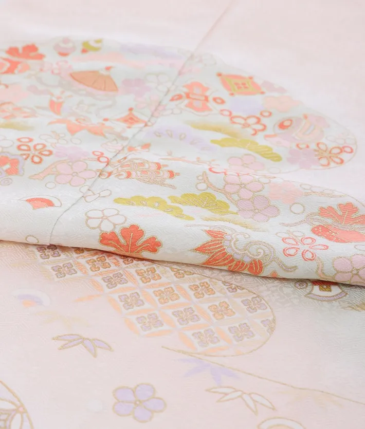 正絹訪問着ﾚ ﾝﾀﾙ ピンク 霞 宝尽くし 8AD632