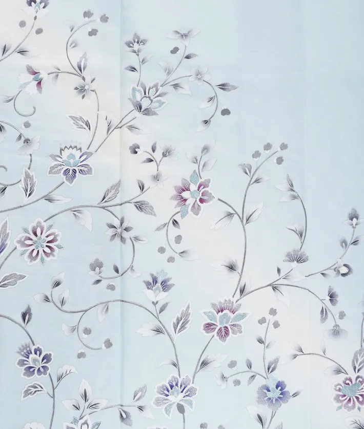 正絹訪問着ﾚ ﾝﾀﾙ 水色 花唐草 8AD634