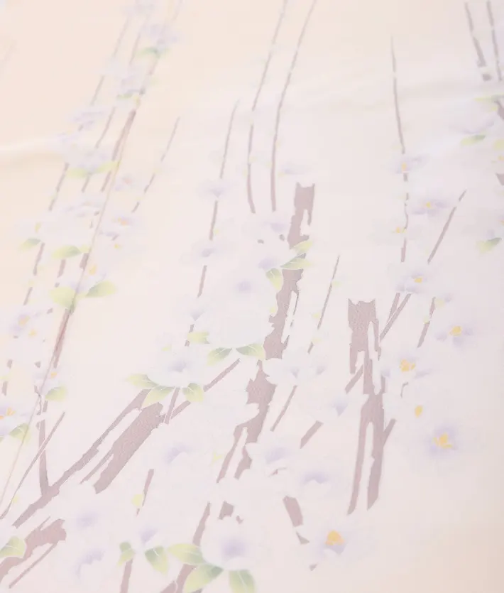 正絹訪問着ﾚ ﾝﾀﾙ 黄色 桜 8AD638
