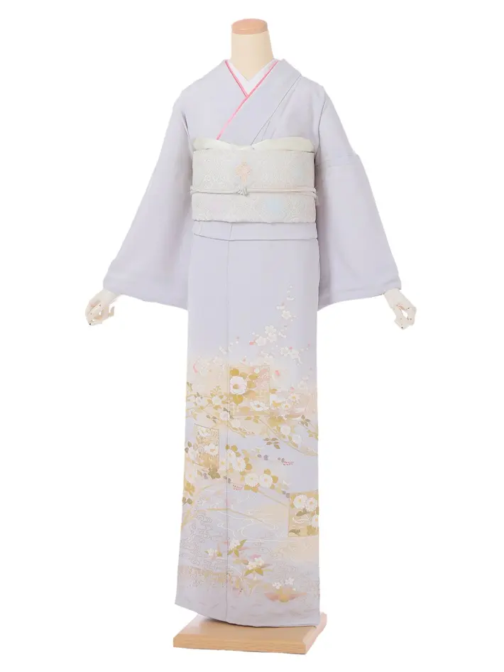 正絹訪問着ﾚ ﾝﾀﾙ 薄紫 金彩 8AD641