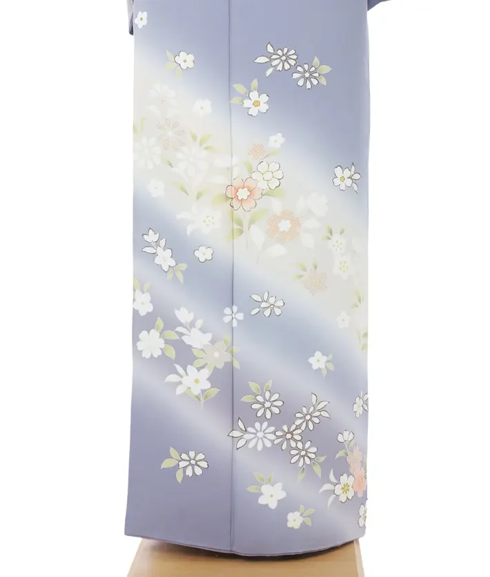 正絹訪問着ﾚ ﾝﾀﾙ 青鼠 古典 斜め暈し 8AD644