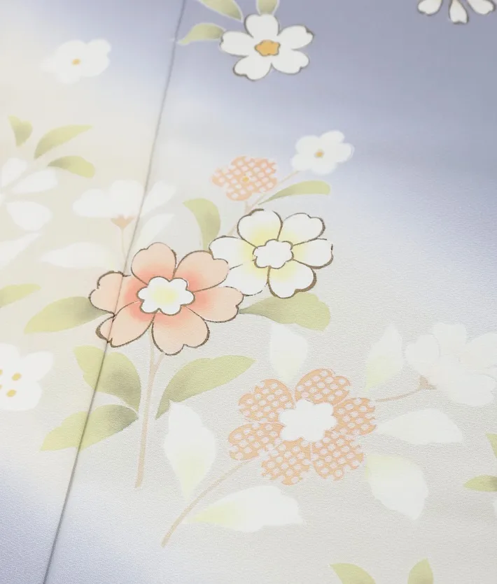 正絹訪問着ﾚ ﾝﾀﾙ 青鼠 古典 斜め暈し 8AD644