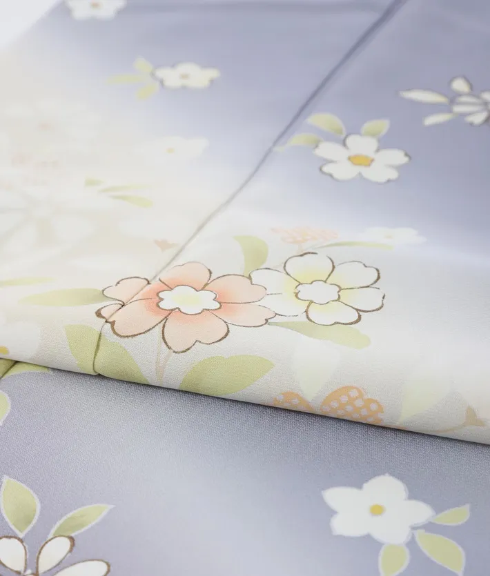 正絹訪問着ﾚ ﾝﾀﾙ 青鼠 古典 斜め暈し 8AD644