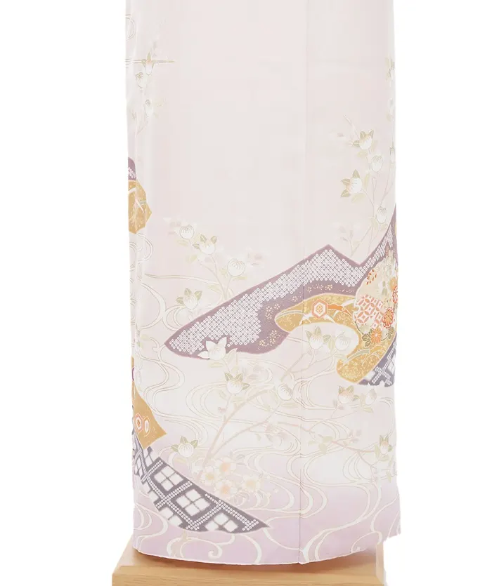 正絹訪問着ﾚ ﾝﾀﾙ ベージュ 道長取り 古典 8AD658