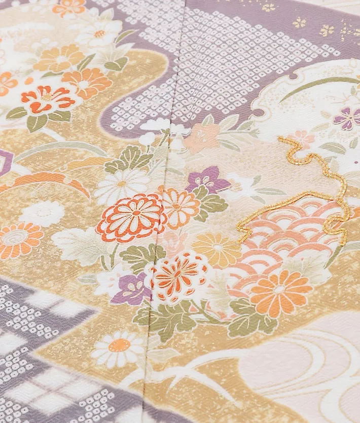 正絹訪問着ﾚ ﾝﾀﾙ ベージュ 道長取り 古典 8AD658