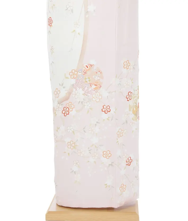 正絹訪問着ﾚ ﾝﾀﾙ 水色 染分け ピンク 雪輪 古典 手毬 8AD659