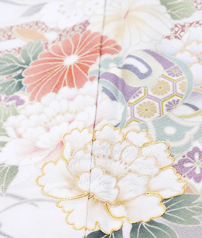 正絹訪問着ﾚ ﾝﾀﾙ 墨黒 グレー 牡丹 桜 8AD676