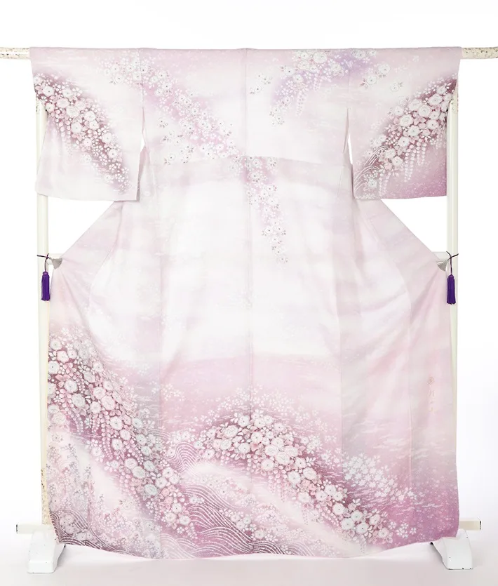 正絹桂由美  訪問着ﾚ ﾝﾀﾙ くすみ 藤色 辻ヶ花 8AD678