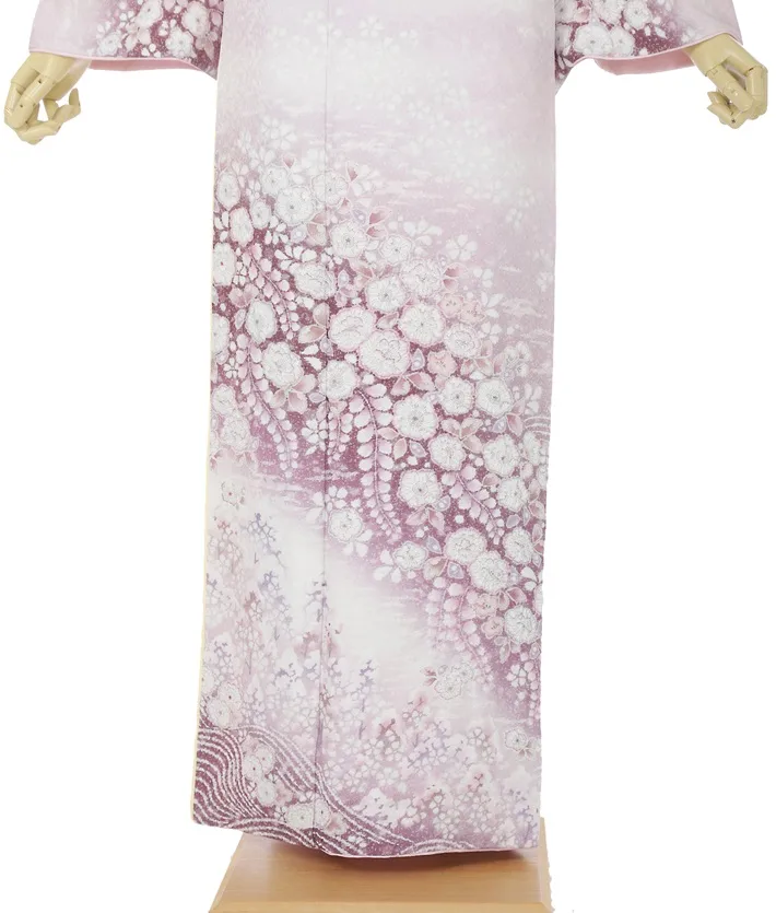 正絹桂由美  訪問着ﾚ ﾝﾀﾙ くすみ 藤色 辻ヶ花 8AD678