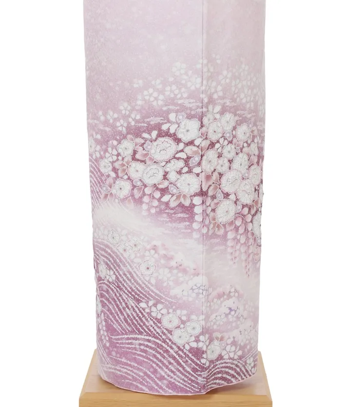 正絹桂由美  訪問着ﾚ ﾝﾀﾙ くすみ 藤色 辻ヶ花 8AD678