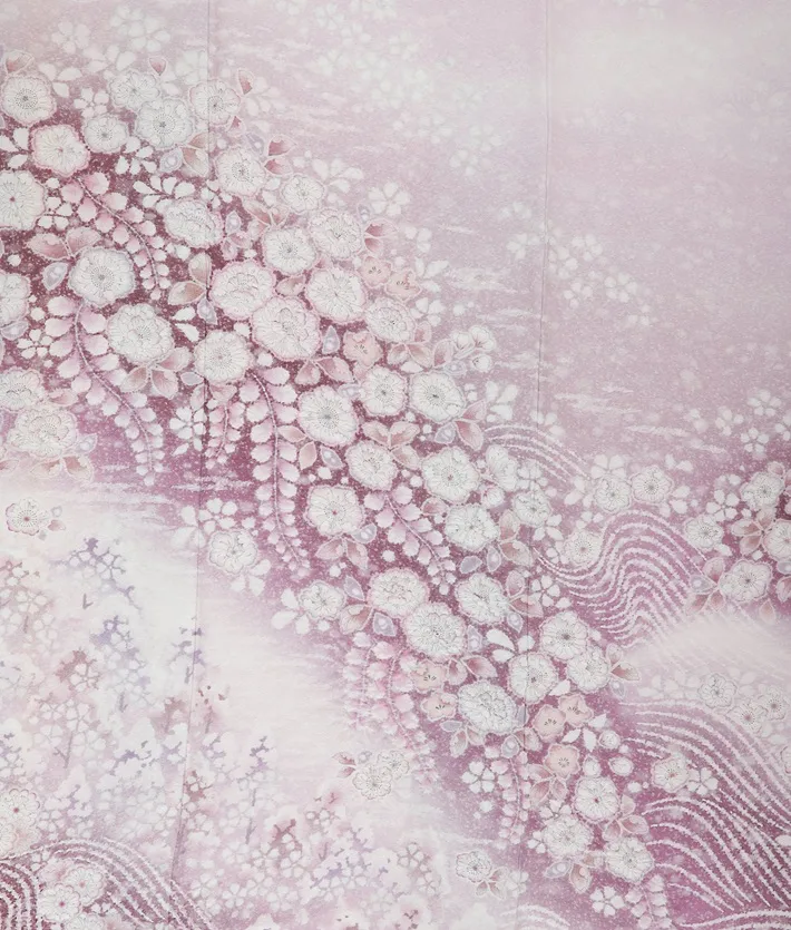 正絹桂由美  訪問着ﾚ ﾝﾀﾙ くすみ 藤色 辻ヶ花 8AD678