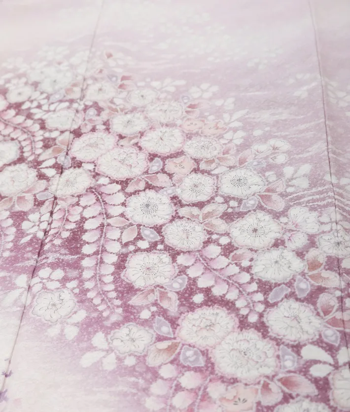 正絹桂由美  訪問着ﾚ ﾝﾀﾙ くすみ 藤色 辻ヶ花 8AD678