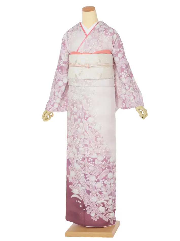 正絹桂由美  訪問着ﾚ ﾝﾀﾙ ピンク ローズ 辻ヶ花 8AD679