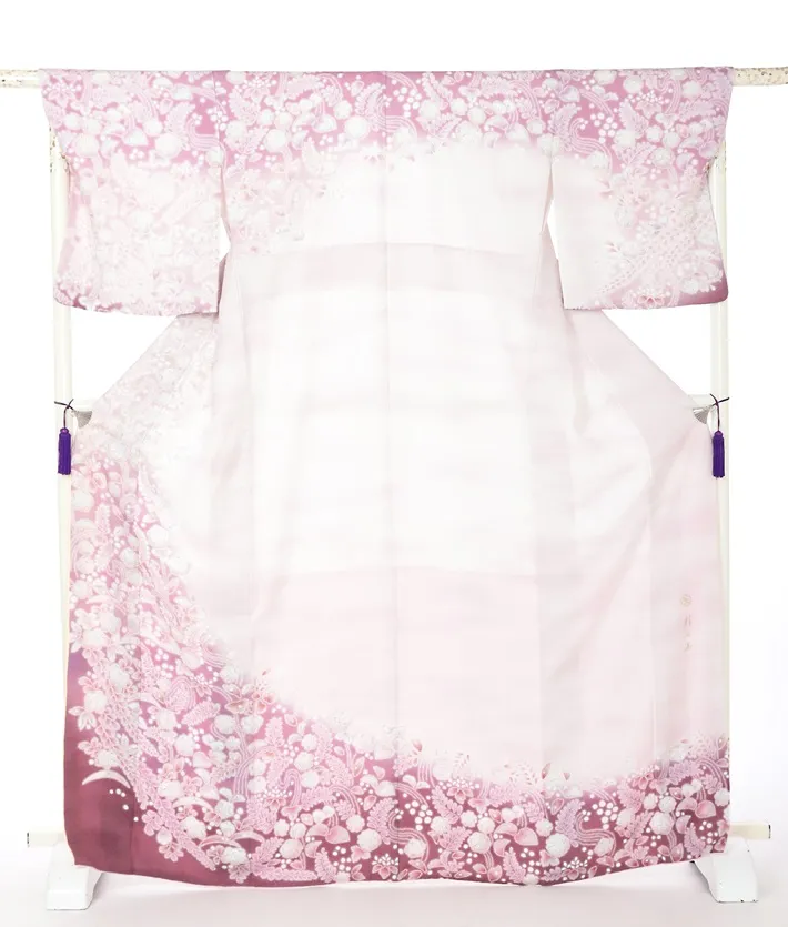 正絹桂由美  訪問着ﾚ ﾝﾀﾙ ピンク ローズ 辻ヶ花 8AD679