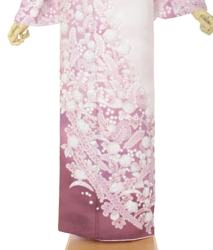 正絹桂由美  訪問着ﾚ ﾝﾀﾙ ピンク ローズ 辻ヶ花 8AD679