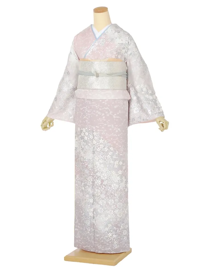 正絹桂由美  訪問着ﾚ ﾝﾀﾙ くすみピンク 金彩 小桜 8AD680