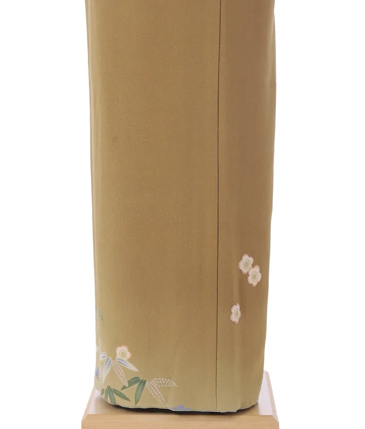 正絹訪問着ﾚ ﾝﾀﾙ 金茶 松竹梅 8AD683