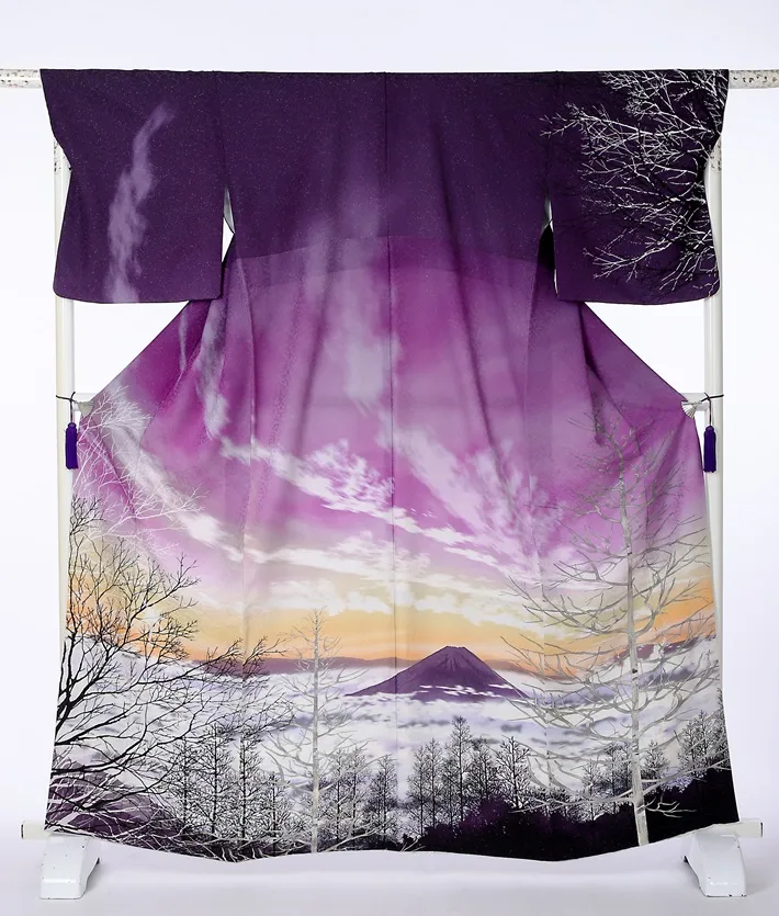 正絹訪問着ﾚ ﾝﾀﾙ 世界文化遺産 あけぼの富士山 8AD686