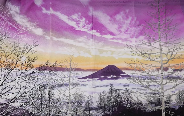正絹訪問着ﾚ ﾝﾀﾙ 世界文化遺産 あけぼの富士山 8AD686