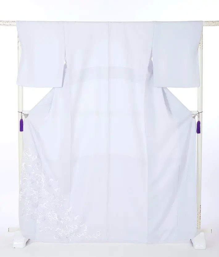 桂由美 訪問着ﾚ ﾝﾀﾙ 銀彩 白上げ 青 8AD688