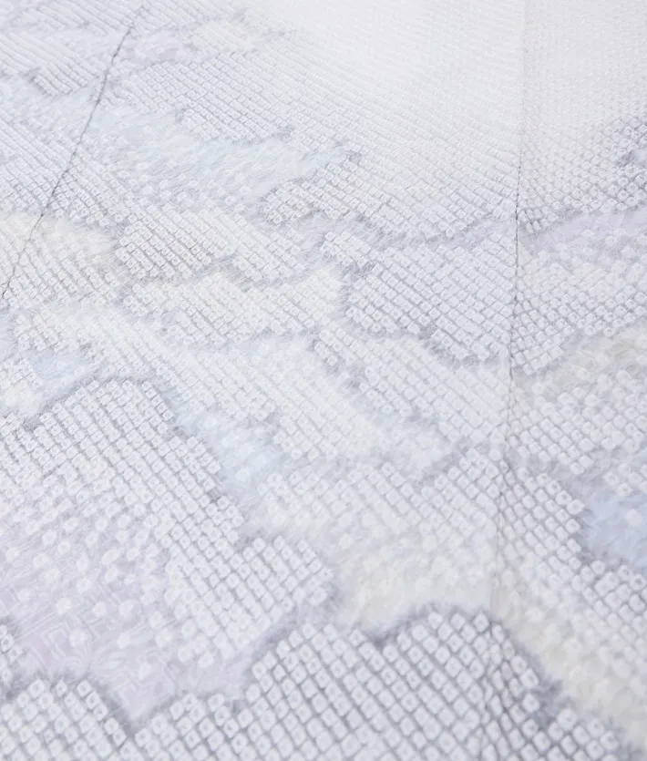 総絞り 訪問着ﾚ ﾝﾀﾙ 藤娘きぬたや 薄グレー 8AD689