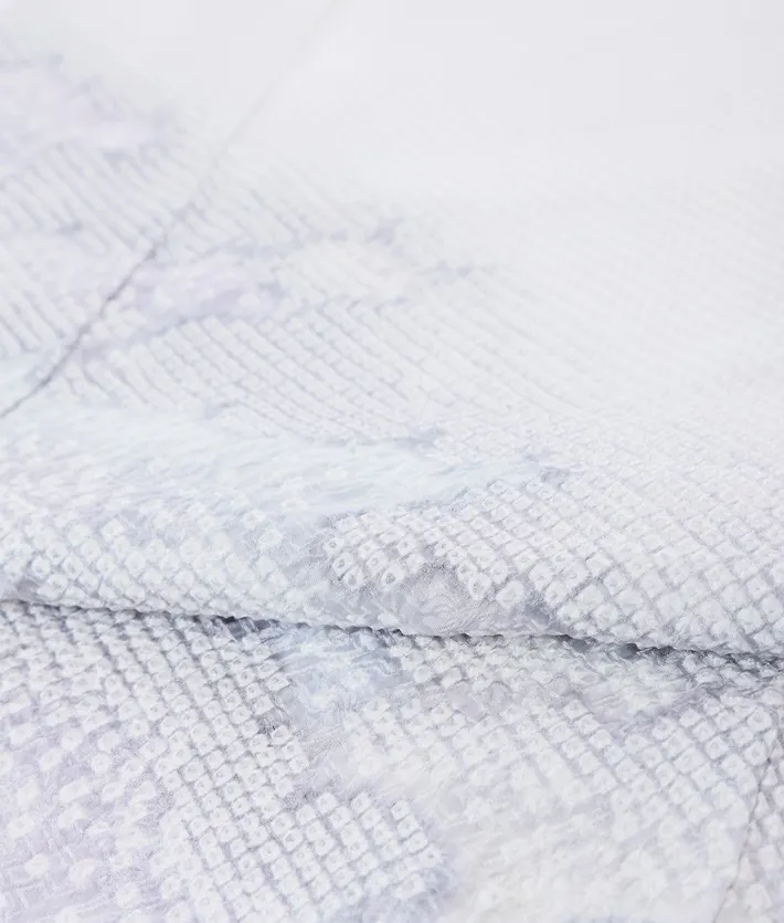 総絞り 訪問着ﾚ ﾝﾀﾙ 藤娘きぬたや 薄グレー 8AD689