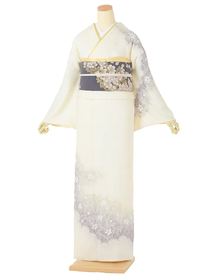 総絞り 訪問着ﾚ ﾝﾀﾙ 藤娘きぬたや アイボリー 8AD690