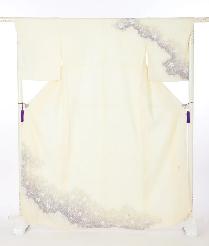 総絞り 訪問着ﾚ ﾝﾀﾙ 藤娘きぬたや アイボリー 8AD690