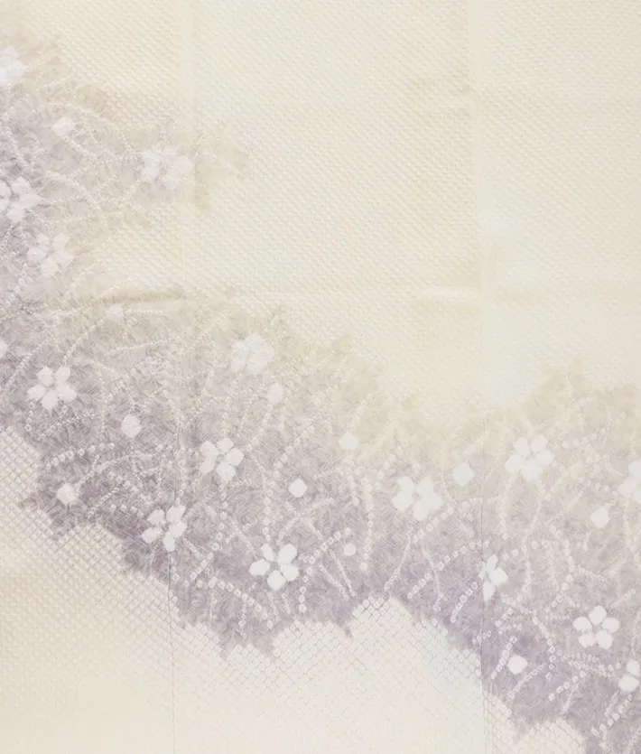 総絞り 訪問着ﾚ ﾝﾀﾙ 藤娘きぬたや アイボリー 8AD690