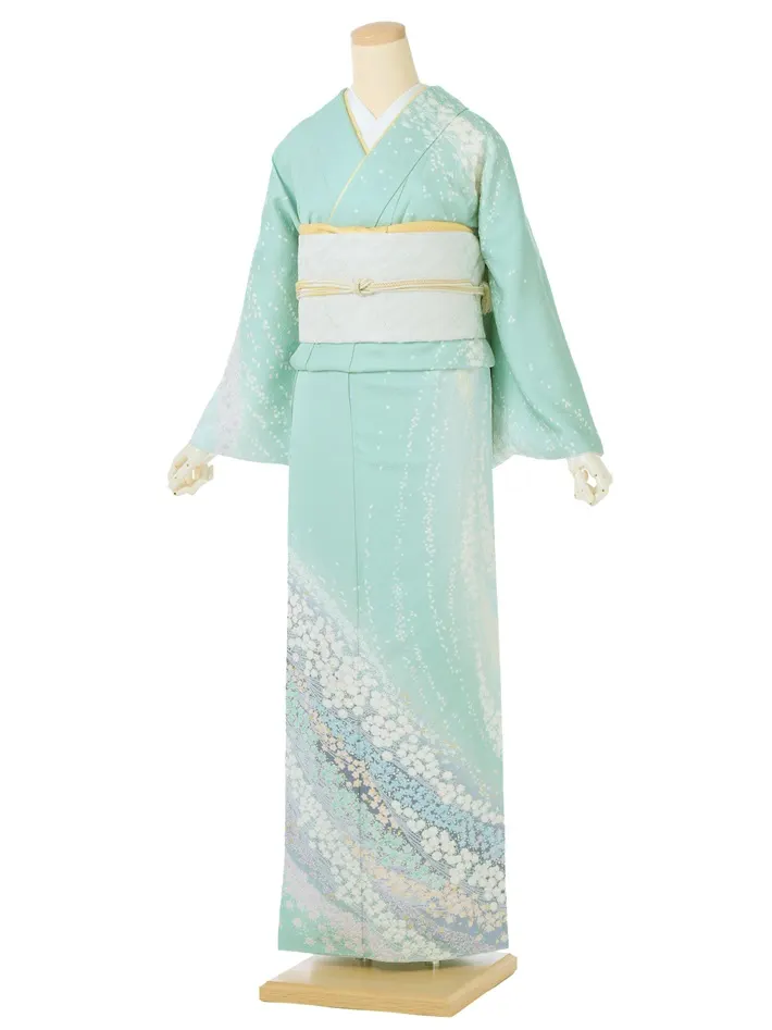 訪問着ﾚ ﾝﾀﾙ 特撰 十日町 滝泰 おぼろ染め 8AD684