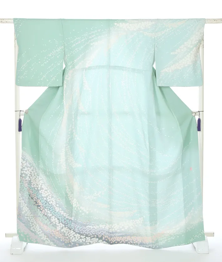 訪問着ﾚ ﾝﾀﾙ 特撰 十日町 滝泰 おぼろ染め 8AD684