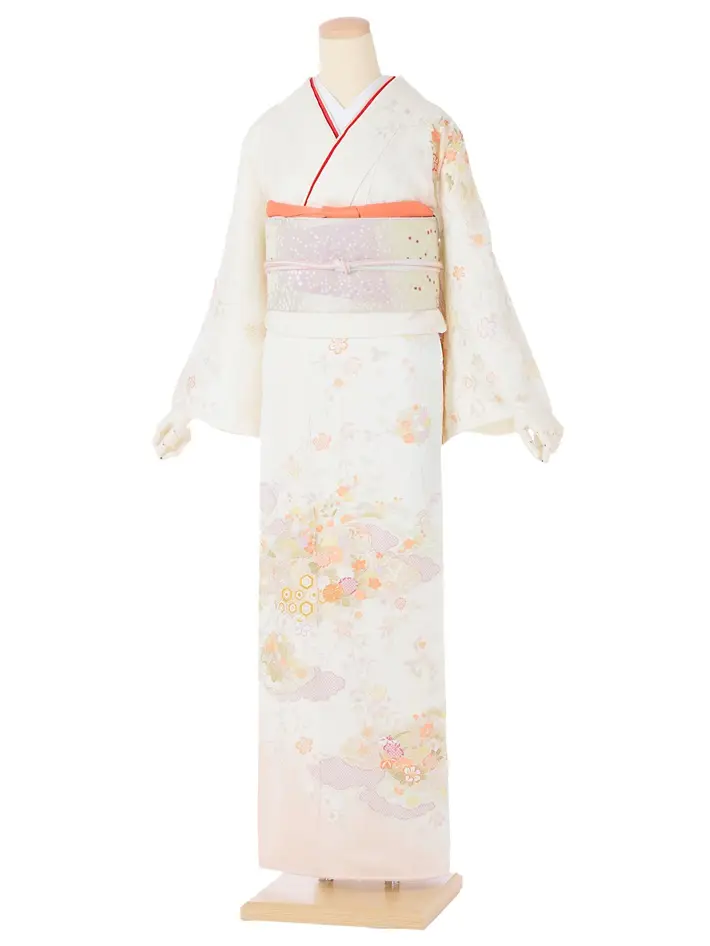 正絹訪問着ﾚ ﾝﾀﾙ クリーム ミックスぼかし 古典 8AD703