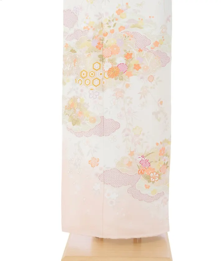 正絹訪問着ﾚ ﾝﾀﾙ クリーム ミックスぼかし 古典 8AD703