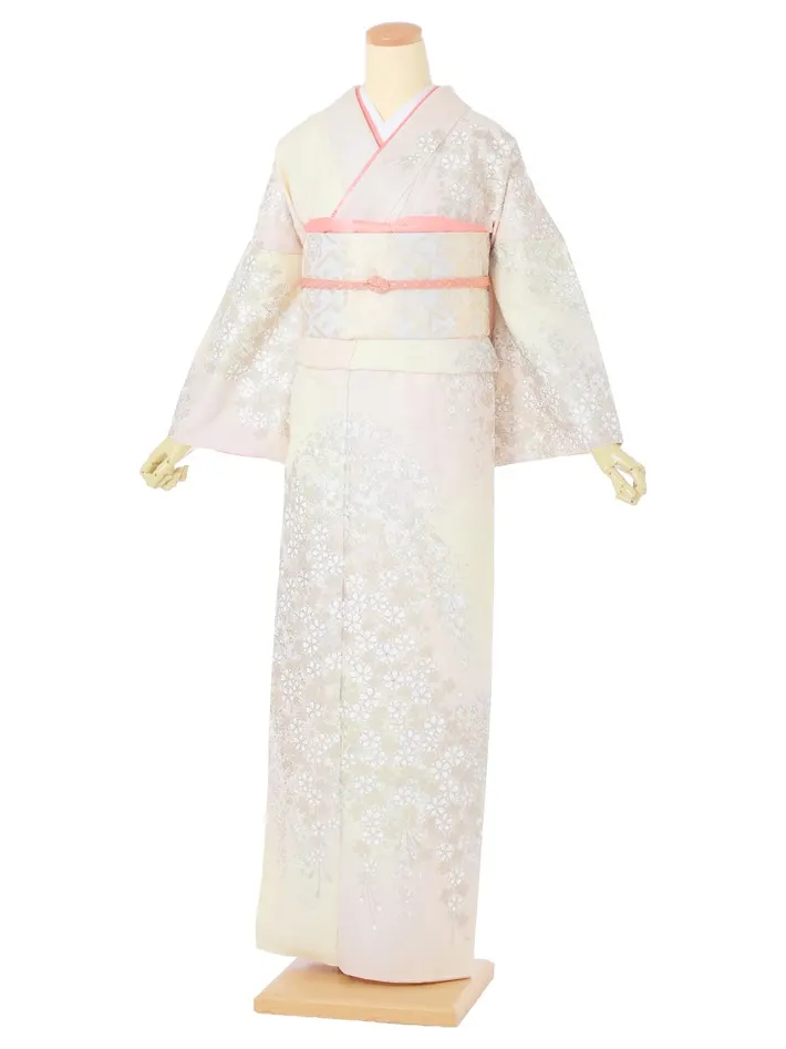 正絹訪問着レンタル 桂由美 ピンク 桜 銀彩 ミックスぼかし 8AD0720