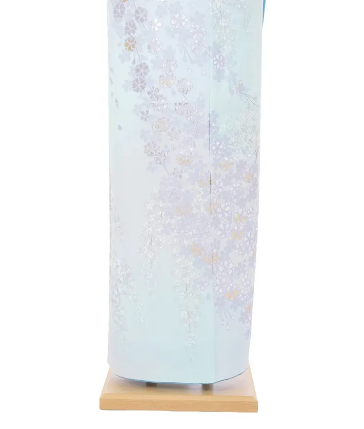 正絹訪問着レンタル 桂由美 水色 桜 銀彩 ミックスぼかし 8AD0721