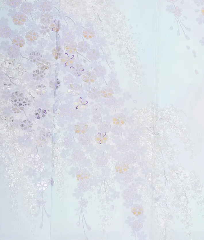 正絹訪問着レンタル 桂由美 水色 桜 銀彩 ミックスぼかし 8AD0721