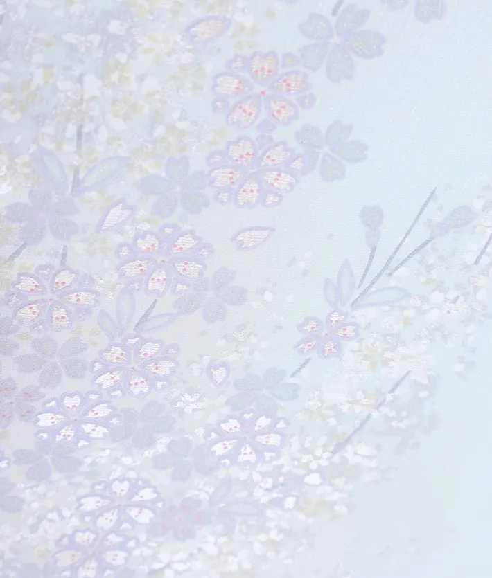 正絹訪問着レンタル 桂由美 水色 桜 銀彩 ミックスぼかし 8AD0721