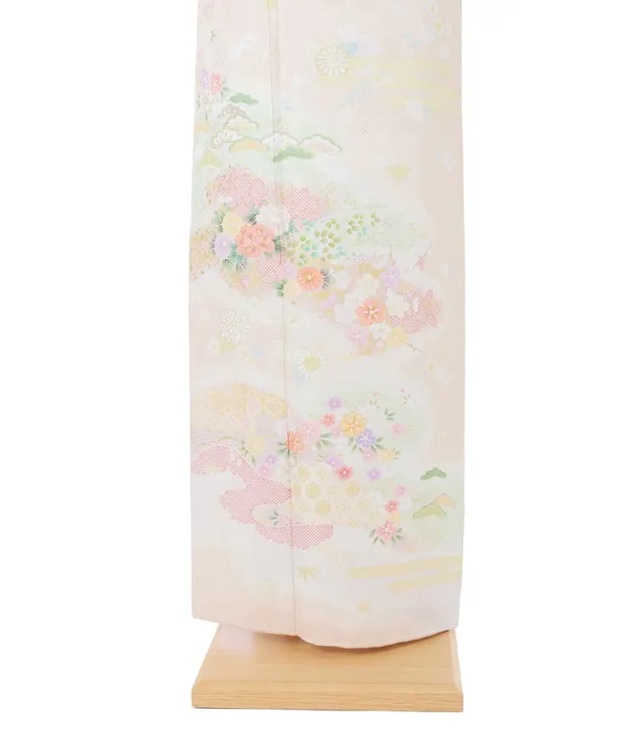 正絹訪問着レンタル ピンク 季節草花 8AD0723
