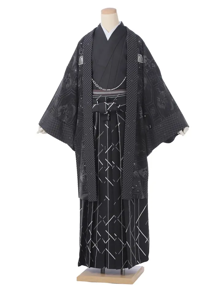 ジャパンスタイル紋付袴 ﾚﾝﾀﾙ8AF50 男袴 黒