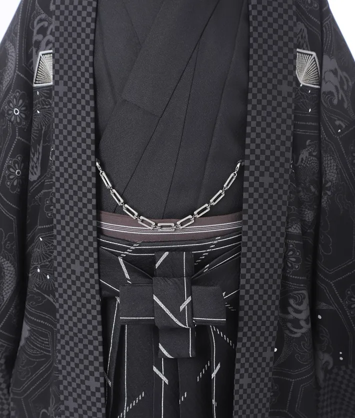 ジャパンスタイル紋付袴 ﾚﾝﾀﾙ 男袴 黒 170-175cm 8AF50