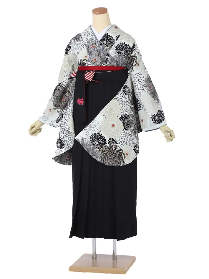 レンタル 卒業 袴 菊尽くし 黒袴 (AG296)