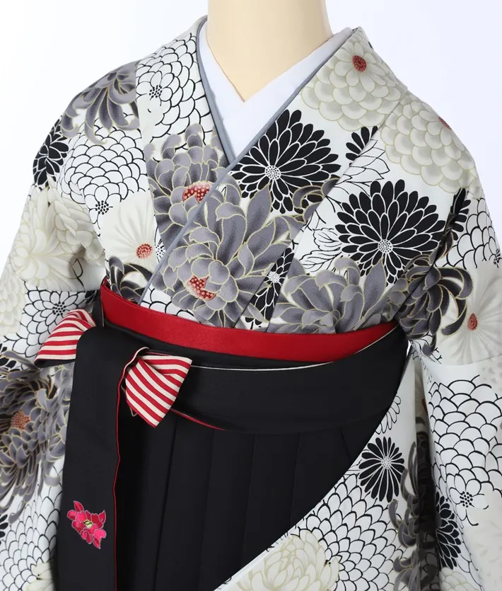 レンタル 卒業 袴 菊尽くし 黒袴 (AG296)