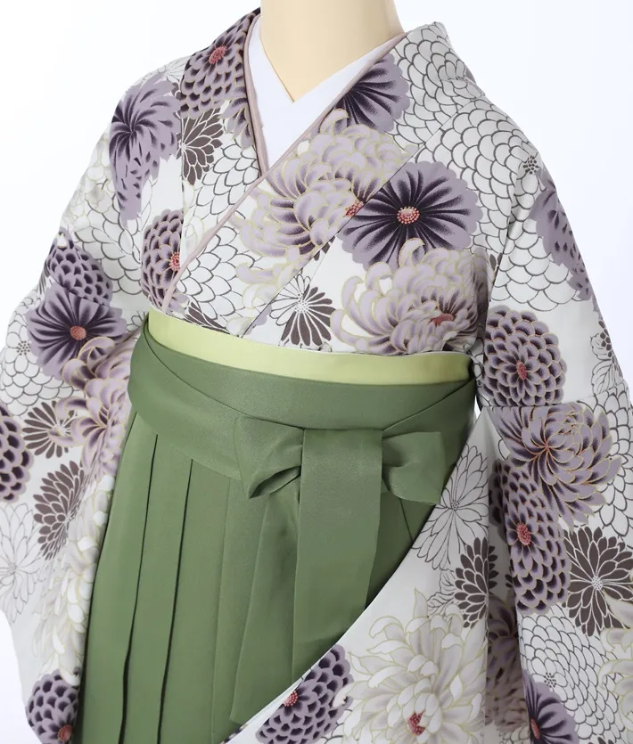 レンタル 卒業 袴 菊尽くし 緑袴 (AG297)