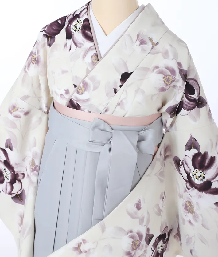 レンタル 卒業 袴 牡丹 ブルーグレー袴 (AG298)