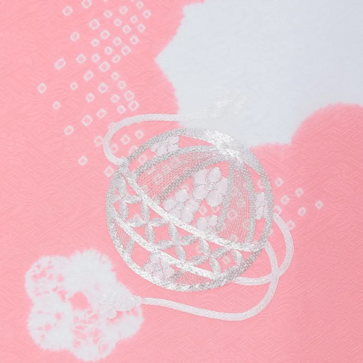 正絹 お宮参り女の子 絞り 刺繍 産着 お初着 百日記念 8AM45